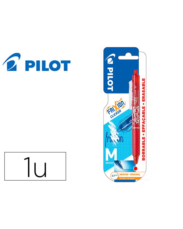Boligrafo pilot frixion clicker borrable 0,7 mm punta media rojo en blister