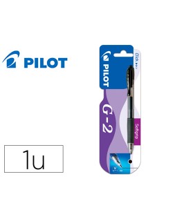 Boligrafo pilot g-2 negro tinta gel retractil sujecion de caucho en blister