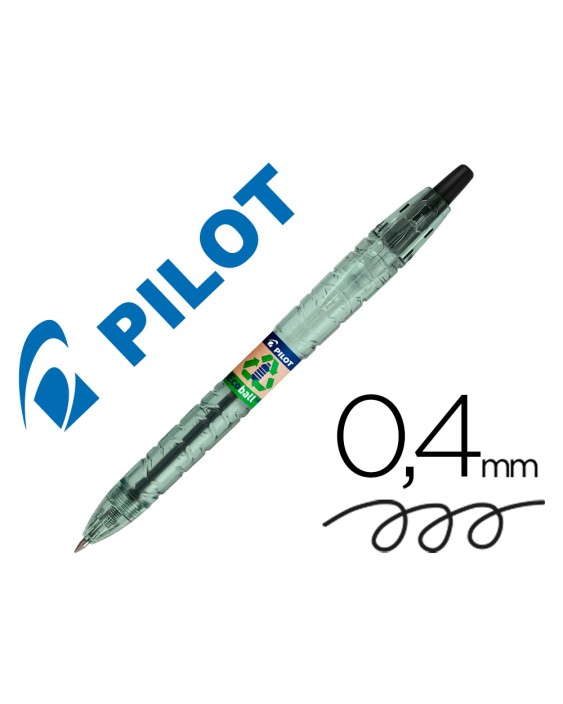 Boligrafo pilot ecoball plastico reciclado tinta aceite punta de bola 1 mm color negro