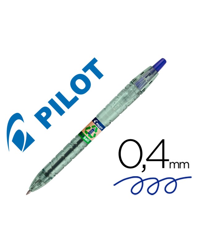 Boligrafo pilot ecoball plastico reciclado tinta aceite punta de bola 1 mm color azul