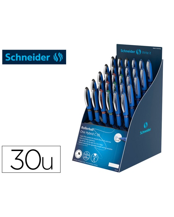 Roller schneider one hybrid punta conica 0,5 mm expositor de 30 unidades colores surtidos 168x315x218 mm