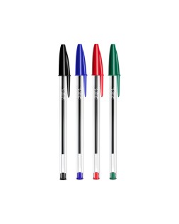 Boligrafo bic cristal mega tubo 16+4 unidades colores surtidos 8 azules / 5 negros / 4 rojos/ 3 verdes
