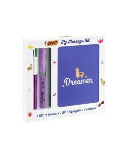 Set escritura bic 1 cuatro colores shine + 1 fluorescente grip pastel + 1 notebook