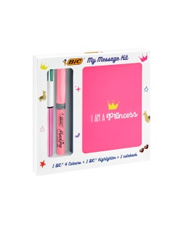 Set escritura bic 1 cuatro colores shine + 1 fluorescente grip pastel + 1 notebook