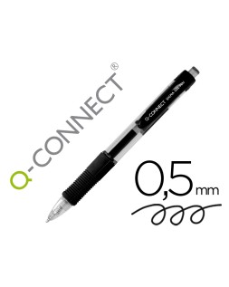 Boligrafo q-connect sigma retractil con sujecion de caucho tinta gel 0,5 mm color negro