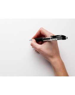 Boligrafo q-connect sigma retractil con sujecion de caucho tinta gel 0,5 mm color negro