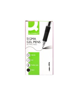 Boligrafo q-connect sigma retractil con sujecion de caucho tinta gel 0,5 mm color negro