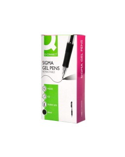 Boligrafo q-connect sigma retractil con sujecion de caucho tinta gel 0,5 mm color negro