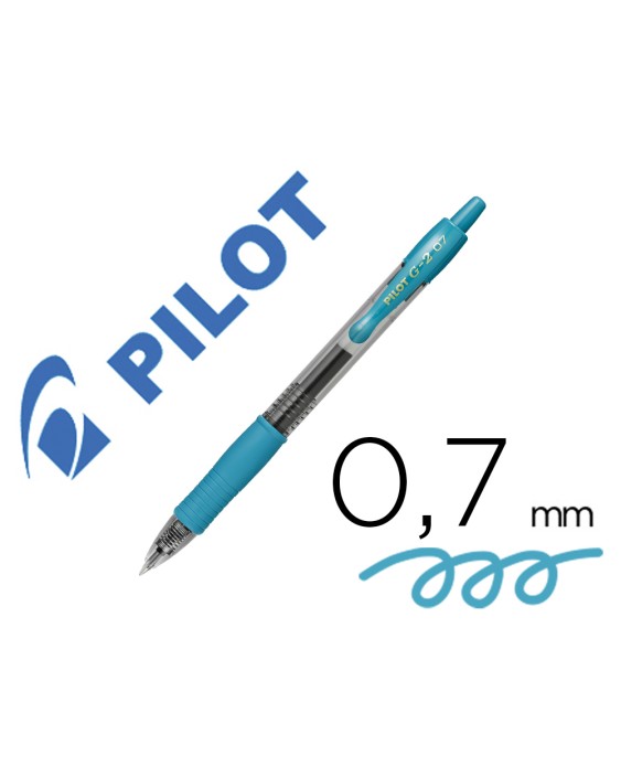 Boligrafo pilot g-2 azul turquesa tinta gel retractil sujecion de caucho