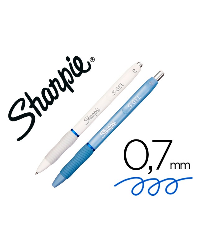Boligrafo sharpie fashion retractil tinta gel azul 0,7 mm color azul hielo y blanco