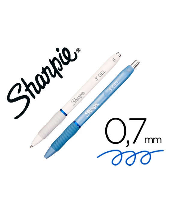 Boligrafo sharpie fashion retractil tinta gel azul 0,7 mm color azul hielo y blanco