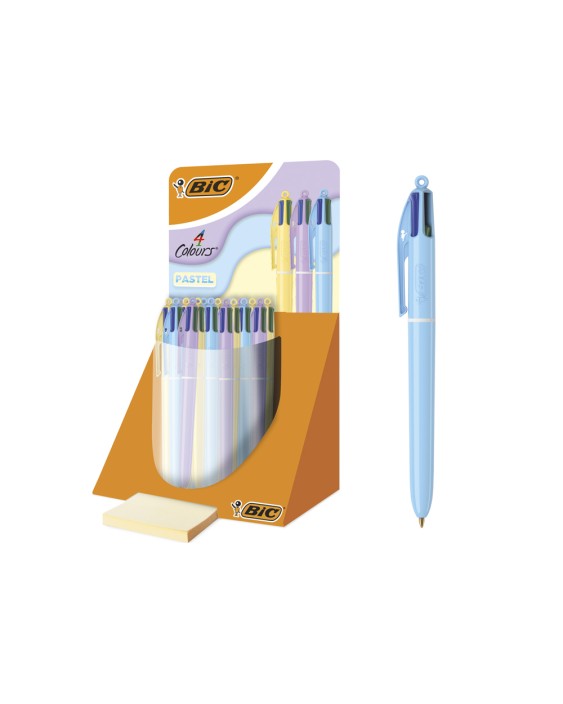 Boligrafo bic cuatro colores pastel punta de 1 mm expositor de 30 unidades colores surtidos