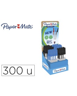 Boligrafo paper mate kilometrico punta 1 mm plastico reciclado 80% expositor de 300 unidades