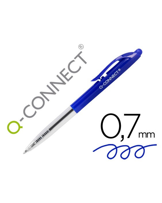 Boligrafo q-connect retractil con clip diseño fino tinta aceite 0,7 mm color azul