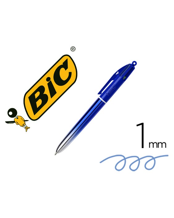 Boligrafo bic cuatro colores smooth gradiente color azul
