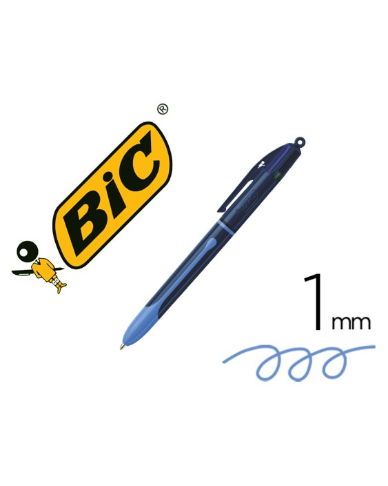 Boligrafo bic cuatro colores smooth drop color azul
