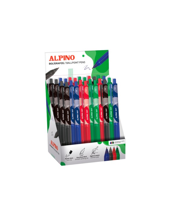 Boligrafo alpino dot tinta aceite expositor de 24 unidades colores surtidos
