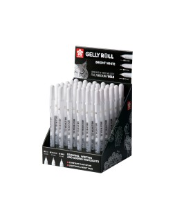 Rotulador sakura gel gelly roll gel color blanco expositor de 36 unidades surtidas 05 mm 08 mm y 10 mm