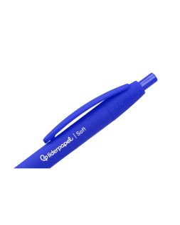 Boligrafo liderpapel punta 1 mm retractil con clip acabado soft touch tinta azul cuerpo azul
