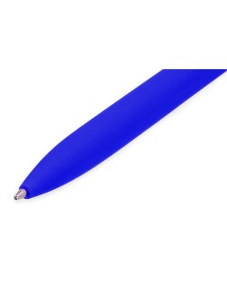 Boligrafo liderpapel punta 1 mm retractil con clip acabado soft touch tinta azul cuerpo azul