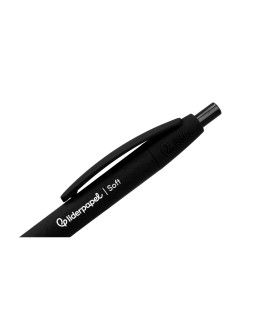 Boligrafo liderpapel punta 1 mm retractil con clip acabado soft touch tinta negra cuerponegro