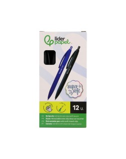 Boligrafo liderpapel punta 1 mm retractil con clip acabado soft touch tinta negra cuerponegro
