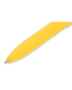 Boligrafo liderpapel punta 1 mm retractil con clip acabado soft touch tinta azul cuerpo amarillo