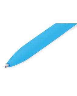 Boligrafo liderpapel punta 1 mm retractil con clip acabado soft touch tinta azul cuerpo azul cielo