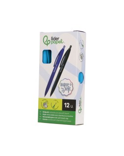Boligrafo liderpapel punta 1 mm retractil con clip acabado soft touch tinta azul cuerpo azul cielo