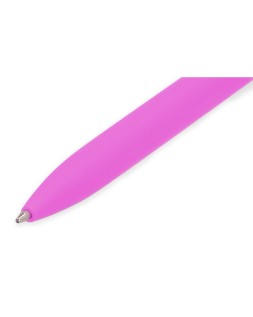 Boligrafo liderpapel punta 1 mm retractil con clip acabado soft touch tinta azul cuerpo rosa
