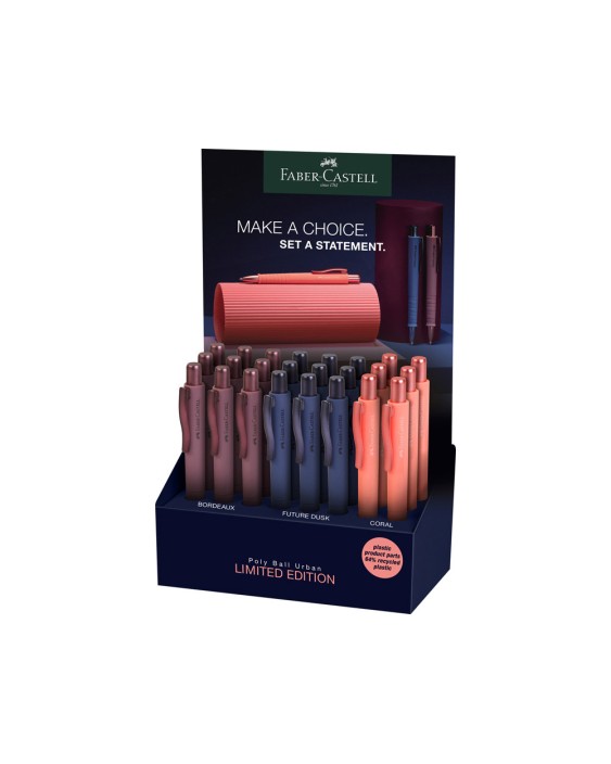 Boligrafo faber castell poly urban edition 25 retractil expositor de 24 unidades colores surtidos