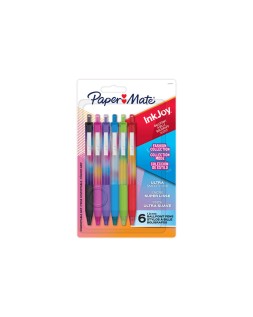 Boligrafo paper mate inkjoy 300 retractil coleccion de estilo trazo 1 mm blister de 6 unidades colores surtidos