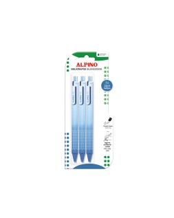 Boligrafo alpino silencioso agarre antideslizante tinta azul punta 1 mm blister de 3 unidades