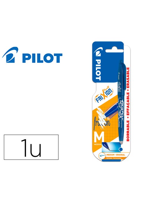 Boligrafo pilot frixion ball borrable 0,7 mm punta media azul en blister