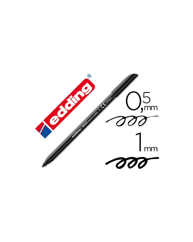 Rotulador edding punta fibra 1200 negro n.1 punta redonda 0.5 mm