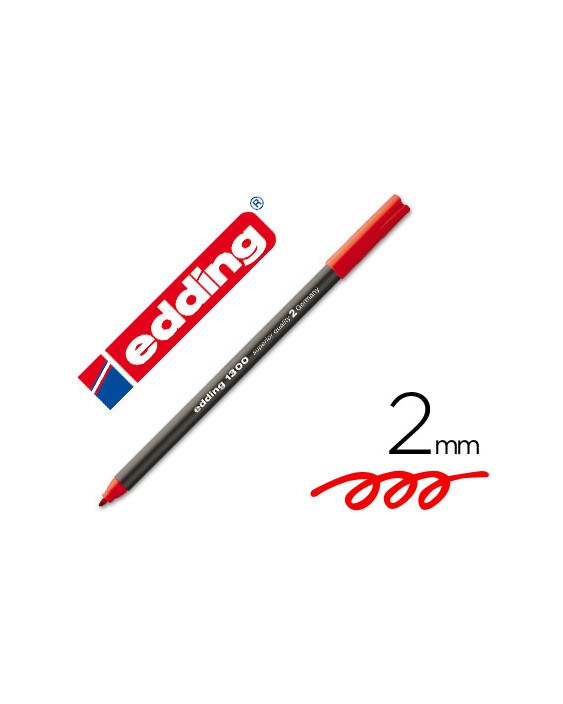 Rotulador edding punta fibra 1300 rojo punta redonda 2 mm