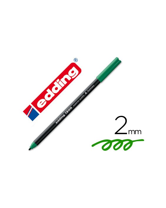 Rotulador edding punta fibra 1300 verde punta redonda 2 mm