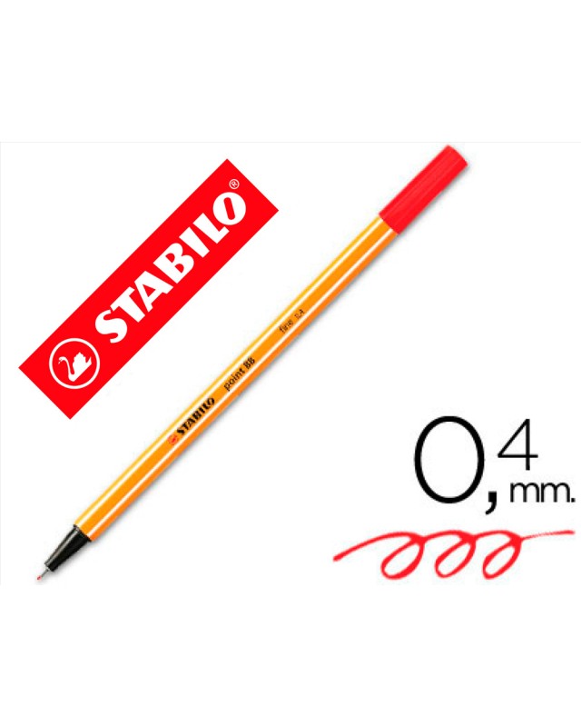 Rotulador stabilo punta de fib ra point 88 rojo punta fina 0,4mm