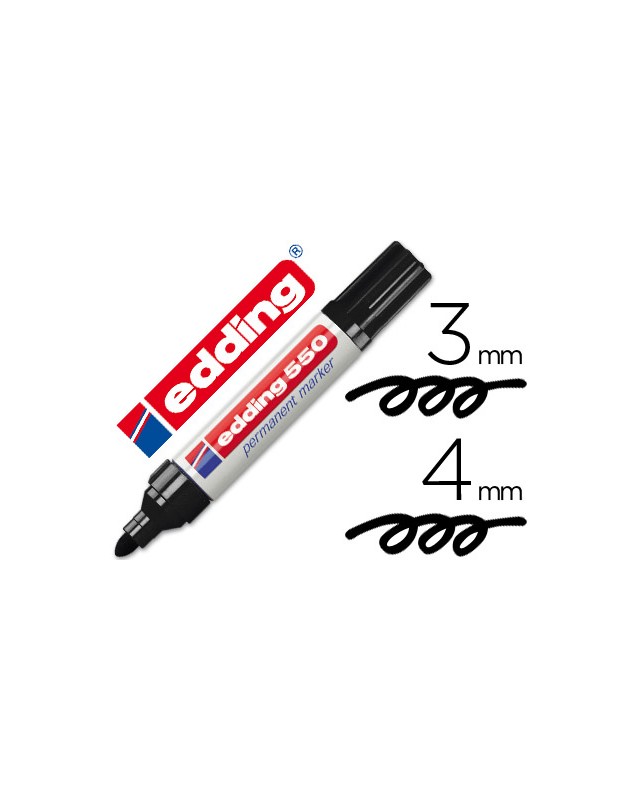Rotulador edding punta fibra permanente 550 negro n.1 punta redonda recargable