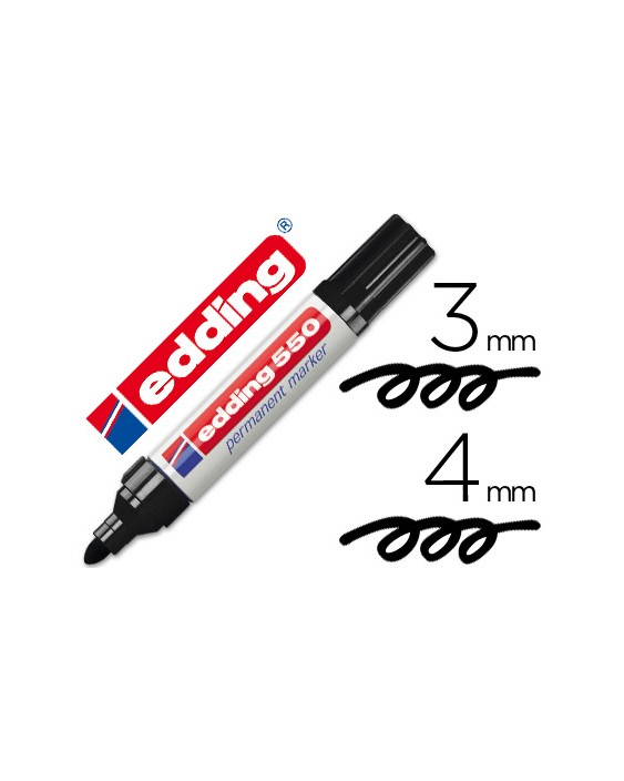 Rotulador edding punta fibra permanente 550 negro n.1 punta redonda recargable