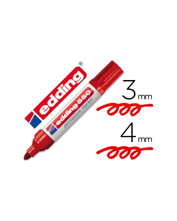 Rotulador edding punta fibra permanente 550 rojo n.2 punta redonda recargable