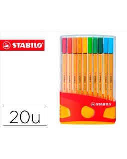 Rotulador stabilo punta de fibra point 88 color parade estuche de 20 unidades colores surtidos