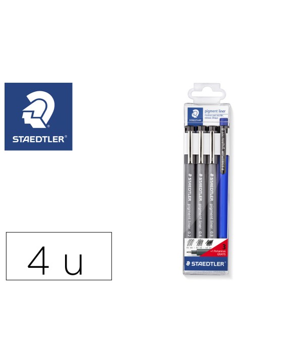 Rotulador staedtler calibrado micrometrico negro bolsa de 3 unidades 0,2 -0,4- 0,8 mm + portaminas 777 regalo