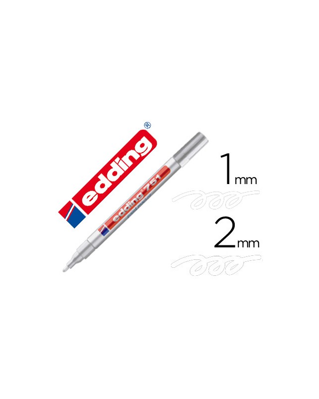 Rotulador edding punta fibra 751 blanco punta redonda 1-2 mm