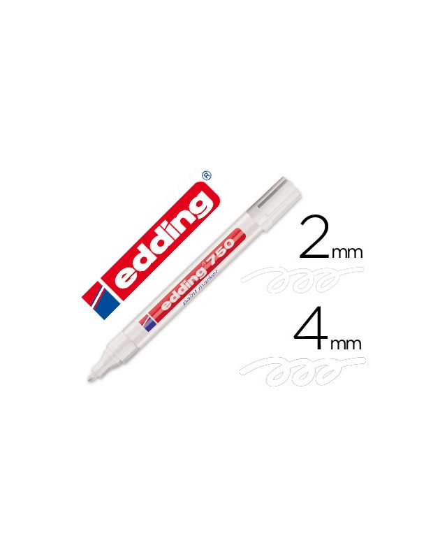 Rotulador edding punta fibra 750 blanco punta redonda 2-4 mm