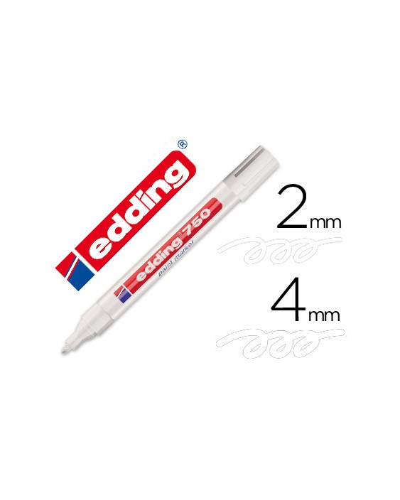 Rotulador edding punta fibra 750 blanco punta redonda 2-4 mm