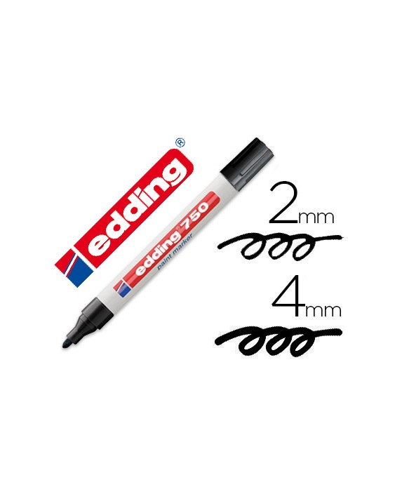 Rotulador edding punta fibra 750 negro punta redonda 2-4 mm