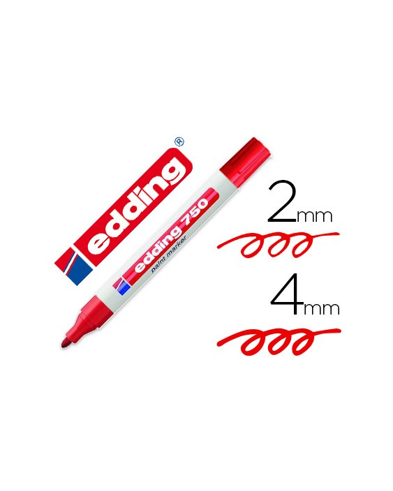 Rotulador edding punta fibra 750 rojo punta redonda 2-4 mm