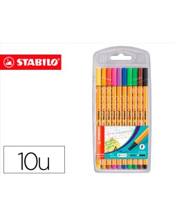 Rotulador stabilo punta de fibra point 88 estuche de 10 unidades colores surtidos