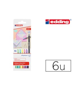 Rotulador edding punta fibra 1200 pastel punta redonda 1 mm estuche de 6 unidades colores surtidos